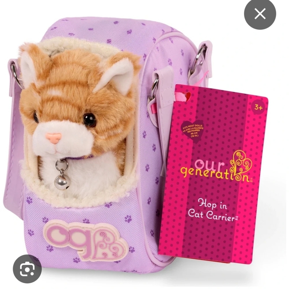 Our Generation hop in pet cat carrier purple‎ pretend play dolls accessories